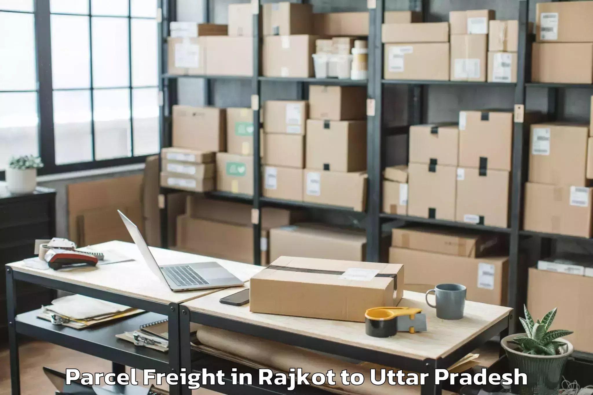 Efficient Rajkot to Galgotias University Noida Parcel Freight